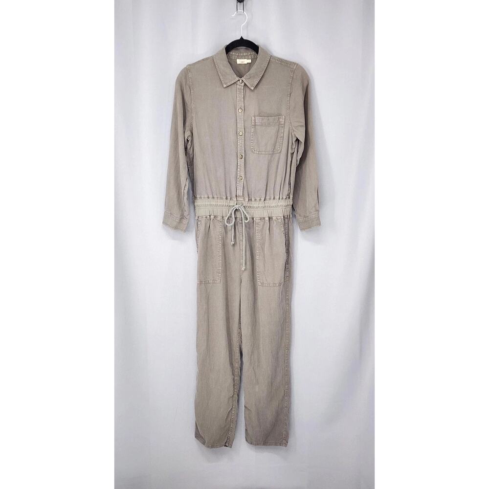 Faherty Jumpsuit Womens Small Gray Utility Button Drawstring Career Utility